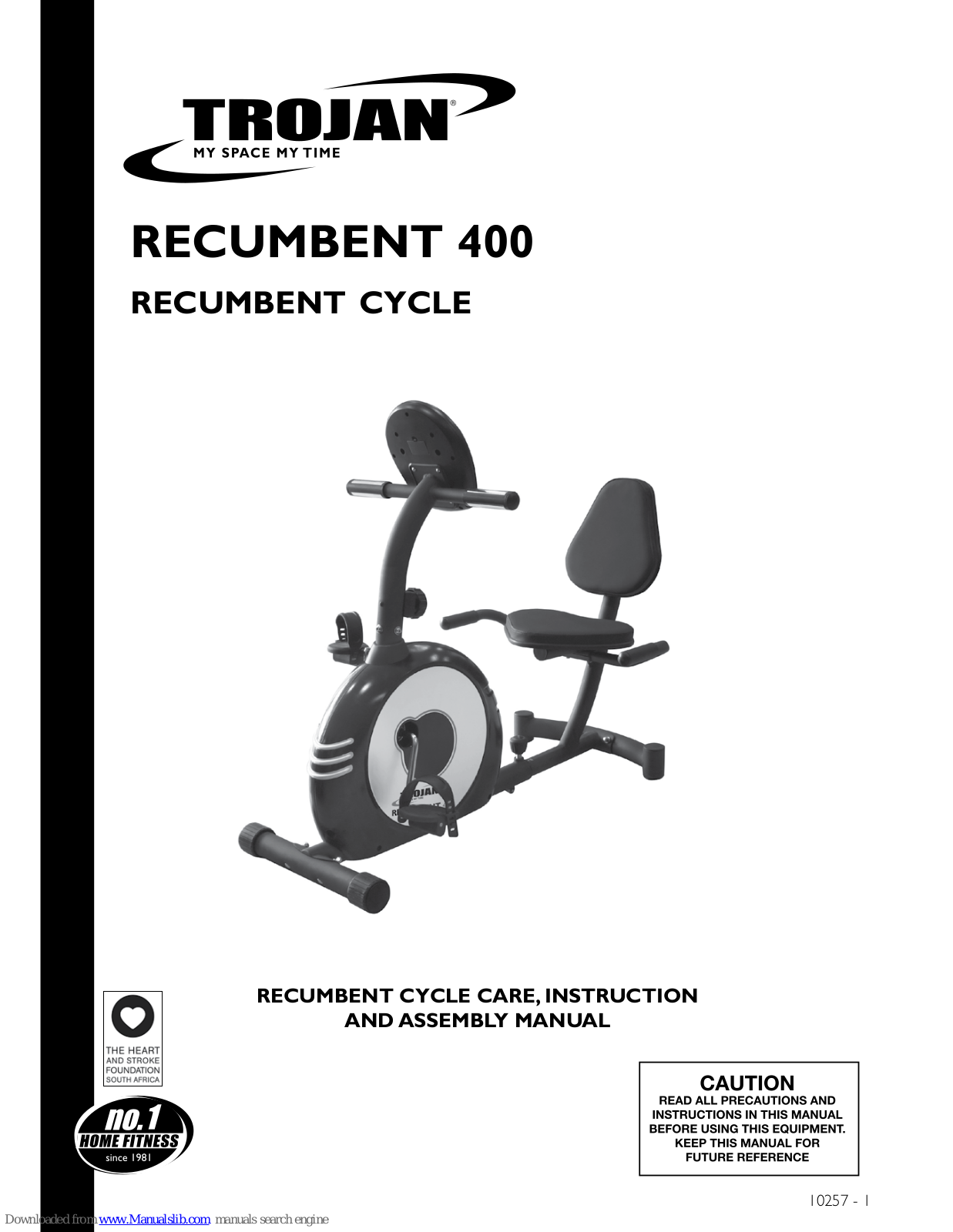 Trojan RECUMBENT 400 Instruction And Assembly Manual