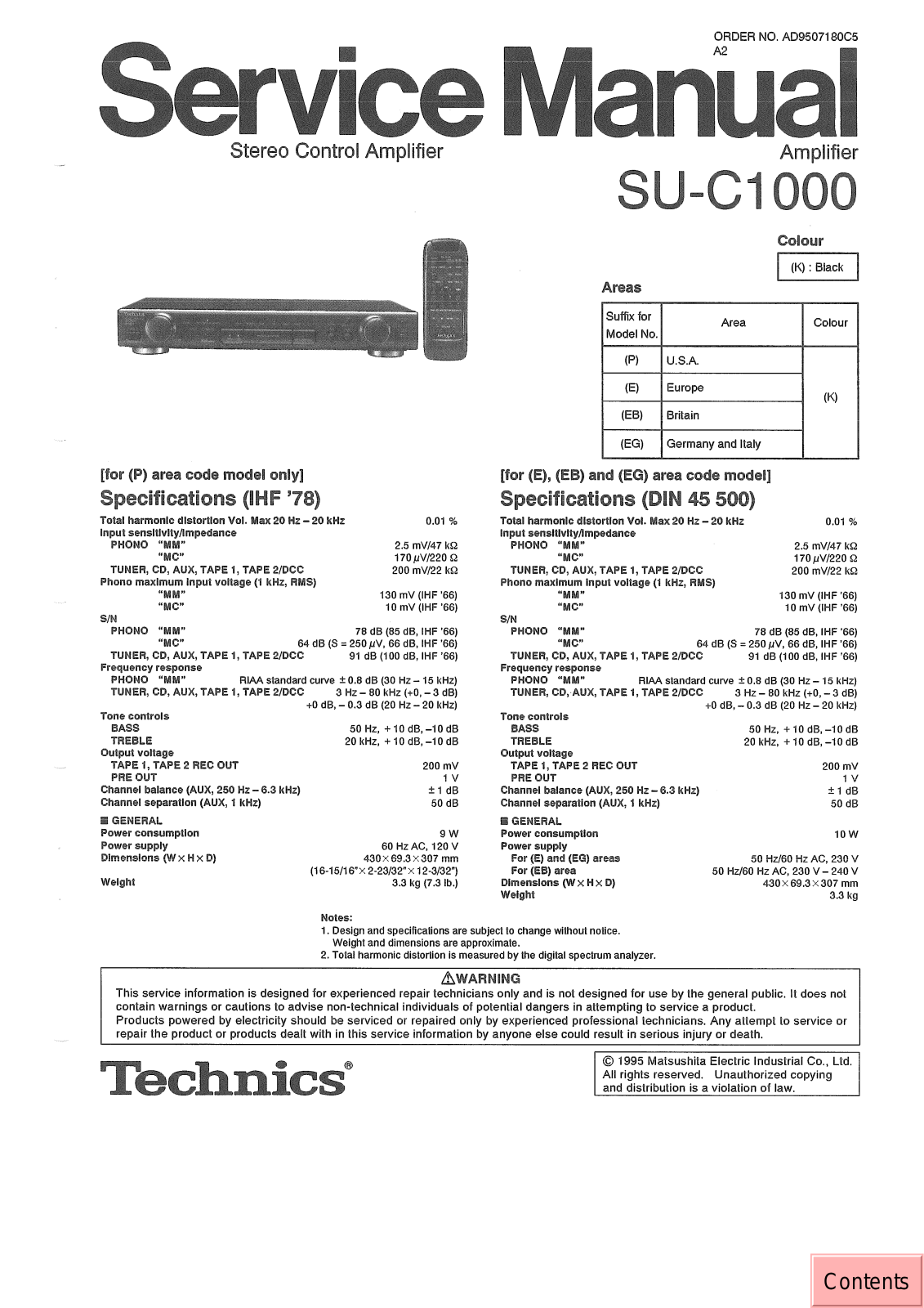 TECHNICS SU-C1000 Service Manual