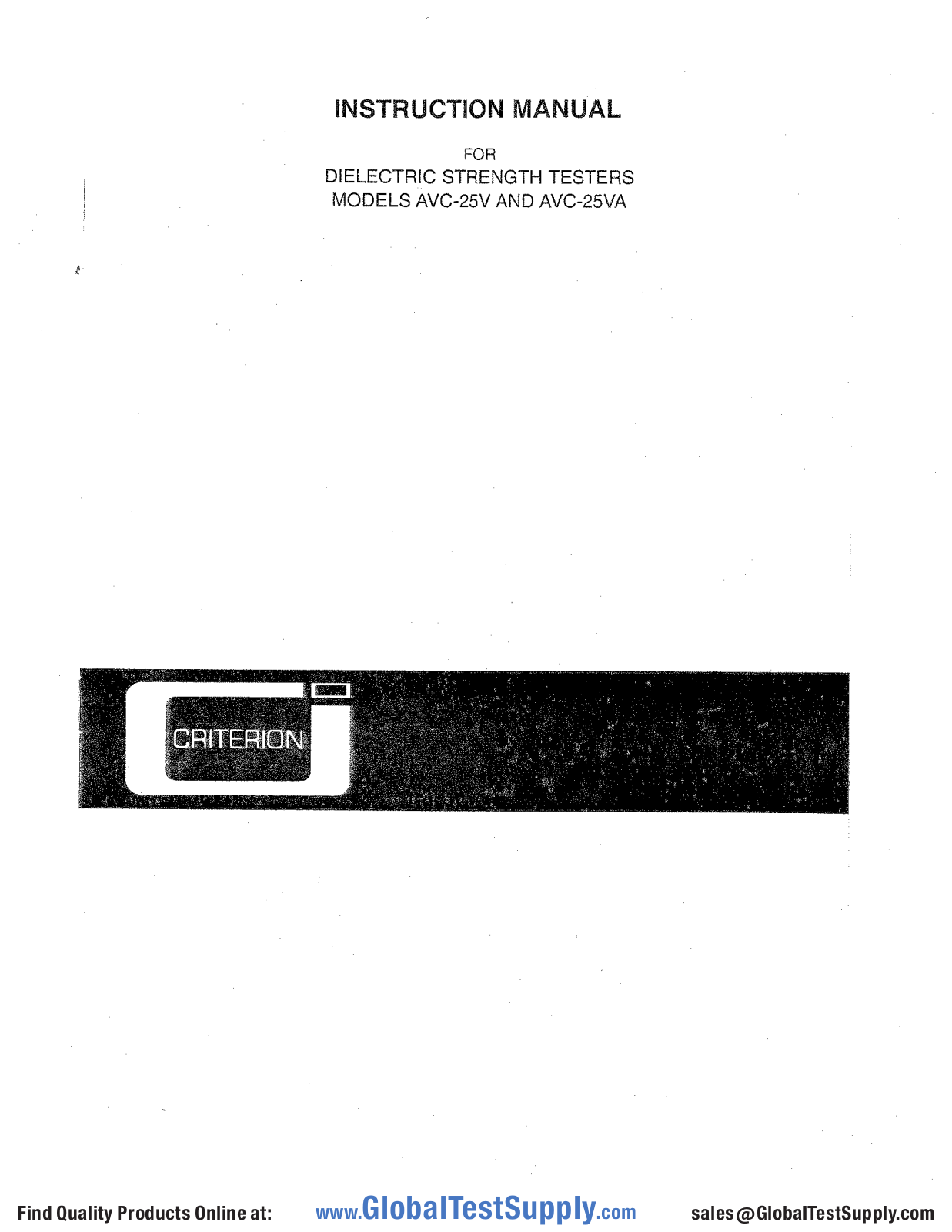Criterion AVC25VA User manual - ManualMachine.com