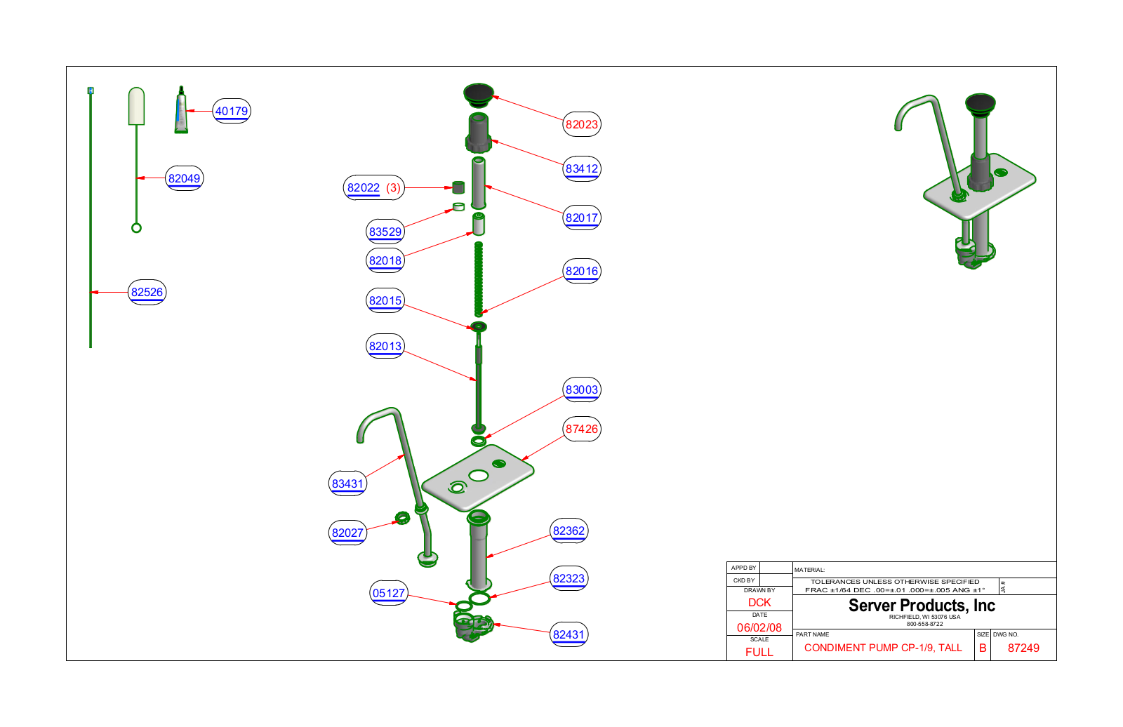 Server CP 87249 Parts Manual