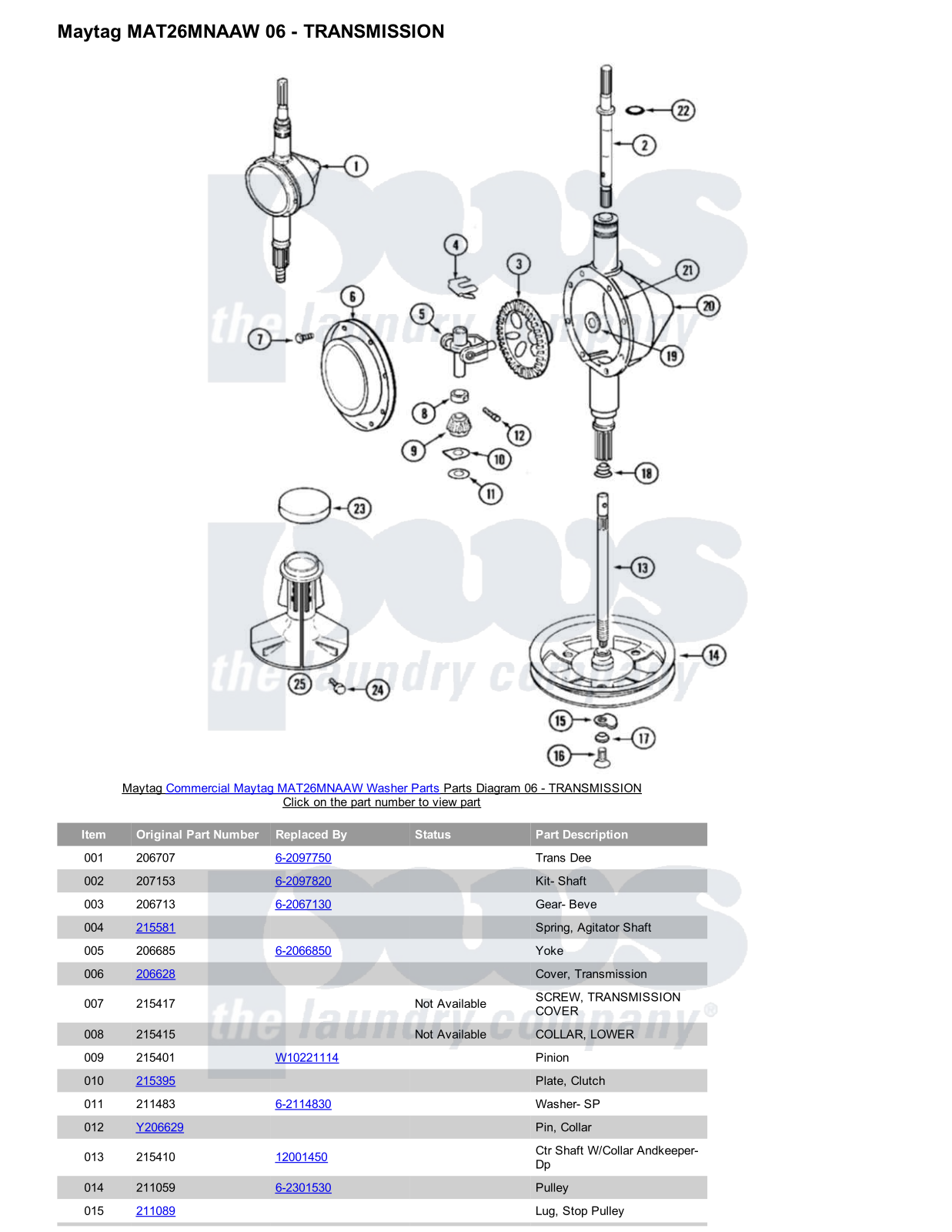 Maytag MAT26MNAAW Parts Diagram