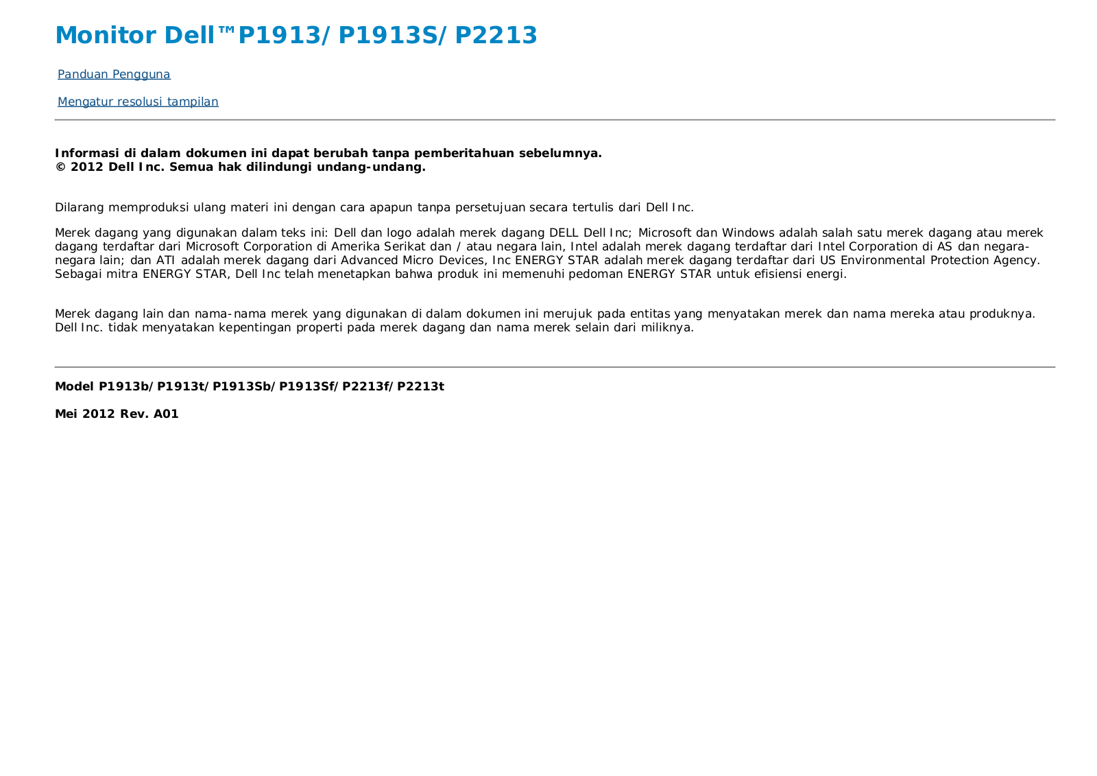 Dell P2213 User Manual