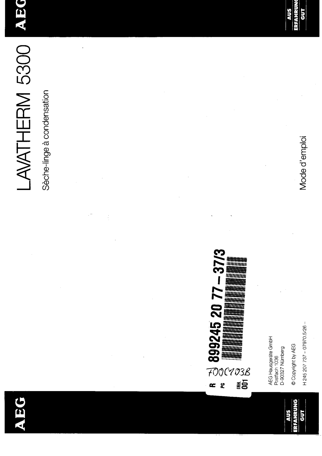 Aeg LAVATHERM      5300 User Manual