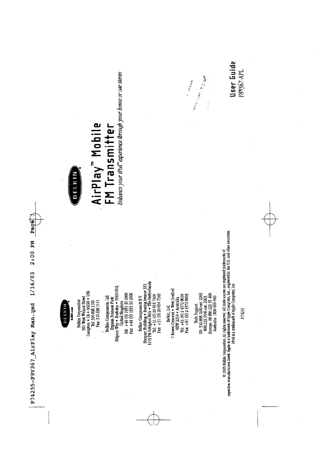 Belkin F8V367APL Users Manual