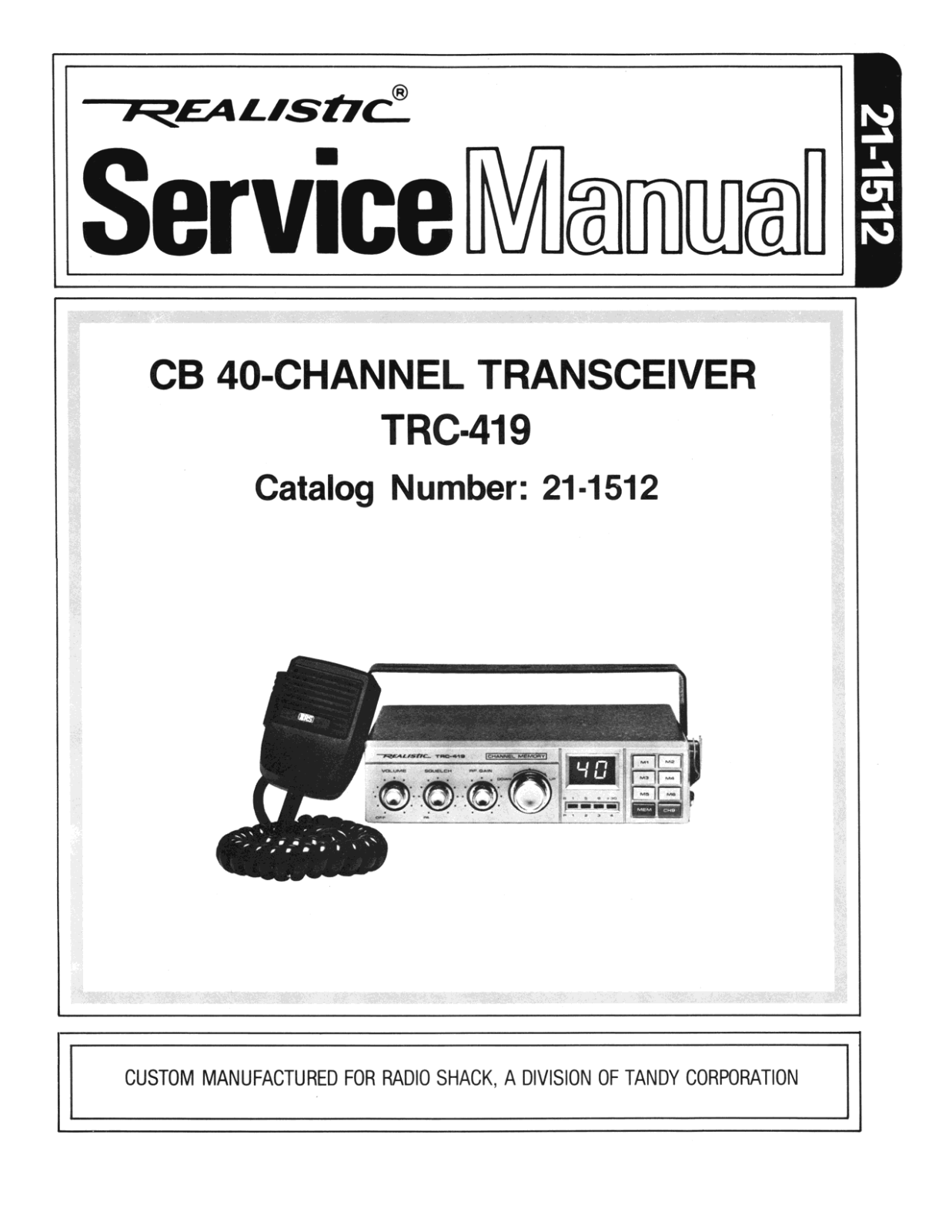 Realistic   RadioShack 21-1512 Service Manual