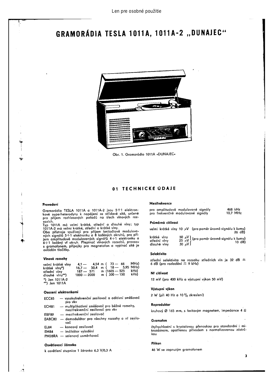 Tesla 1011A Dunajec User Manual