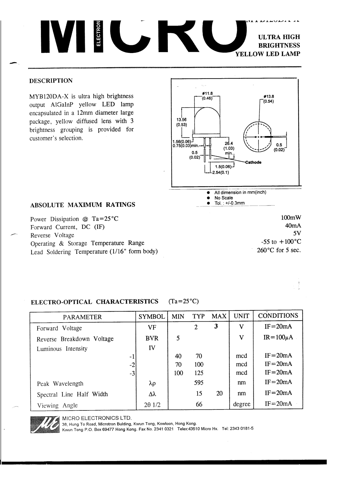 MICRO MYB120DA-X Datasheet