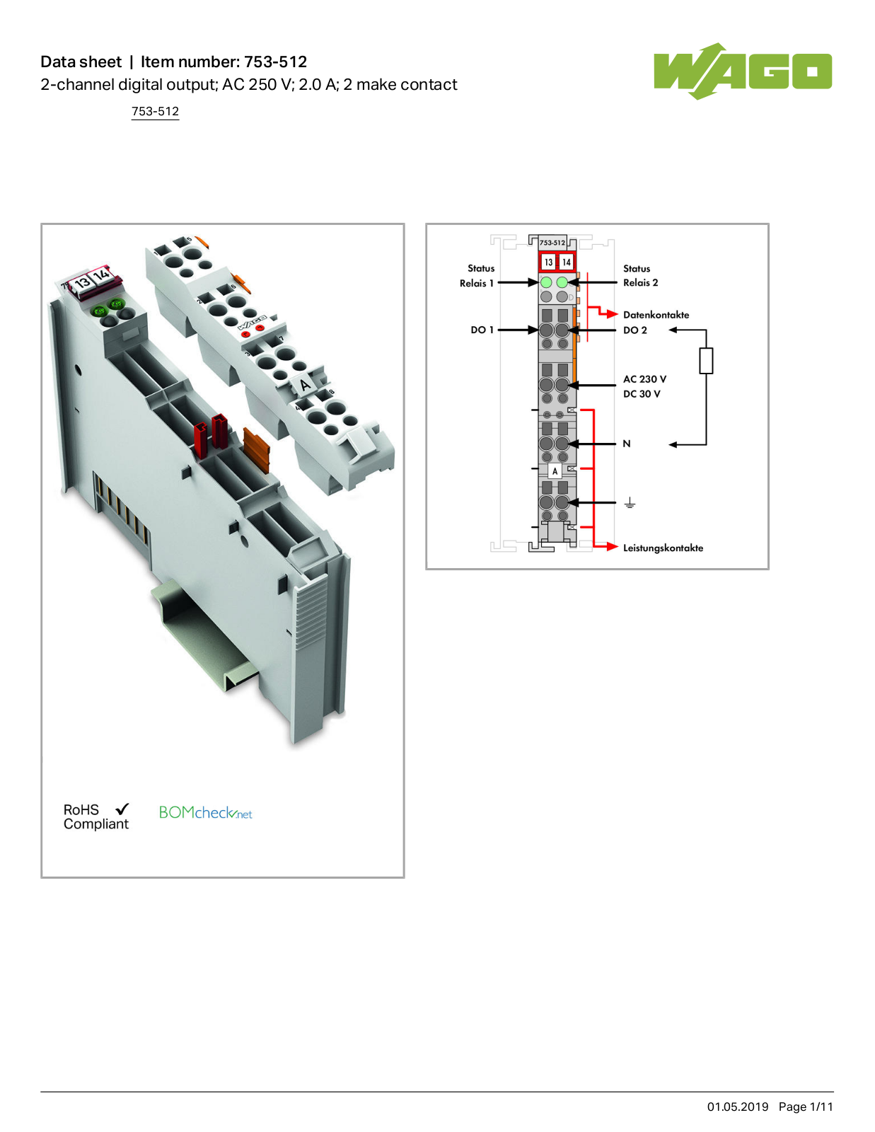 Wago 753-512 Data Sheet