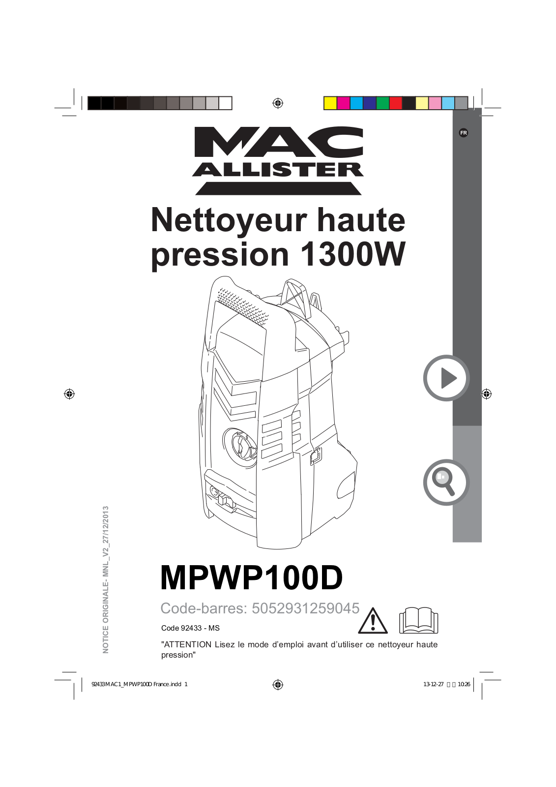 MAC ALLISTER MPWP100F User Manual