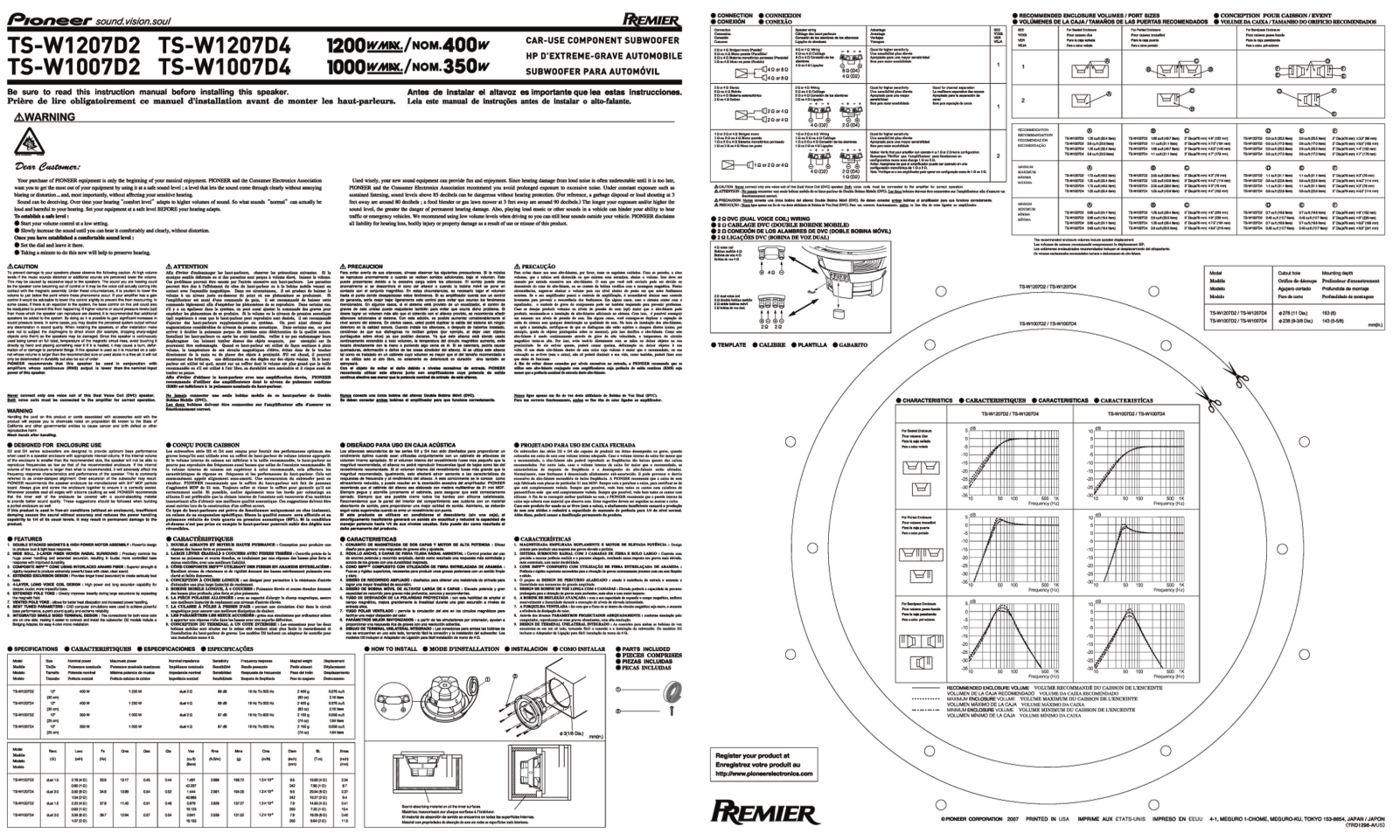 Pioneer TS-W1207D2 User Manual