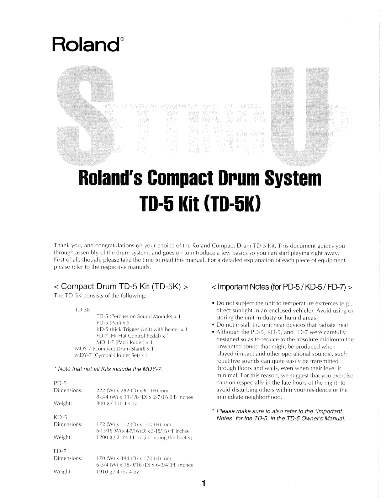 Roland Corporation TD-5K Owner's Manual