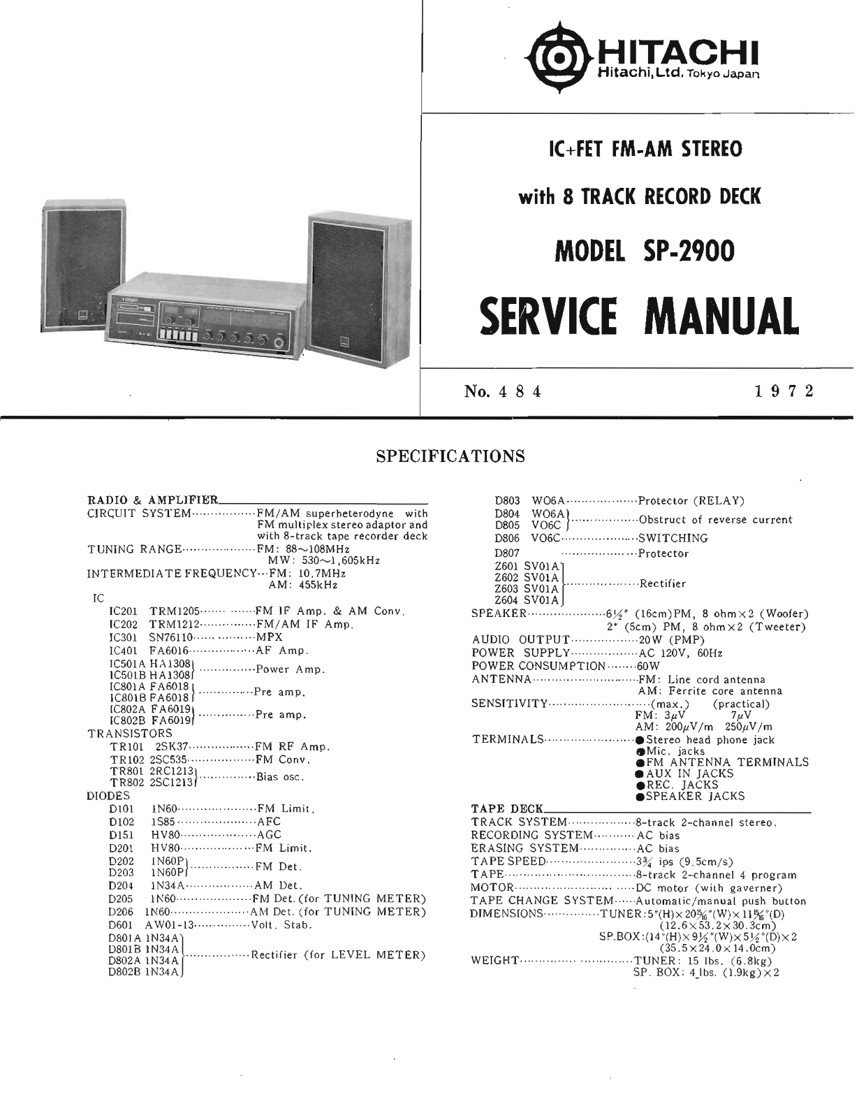 Hitachi SP-2900 Service Manual