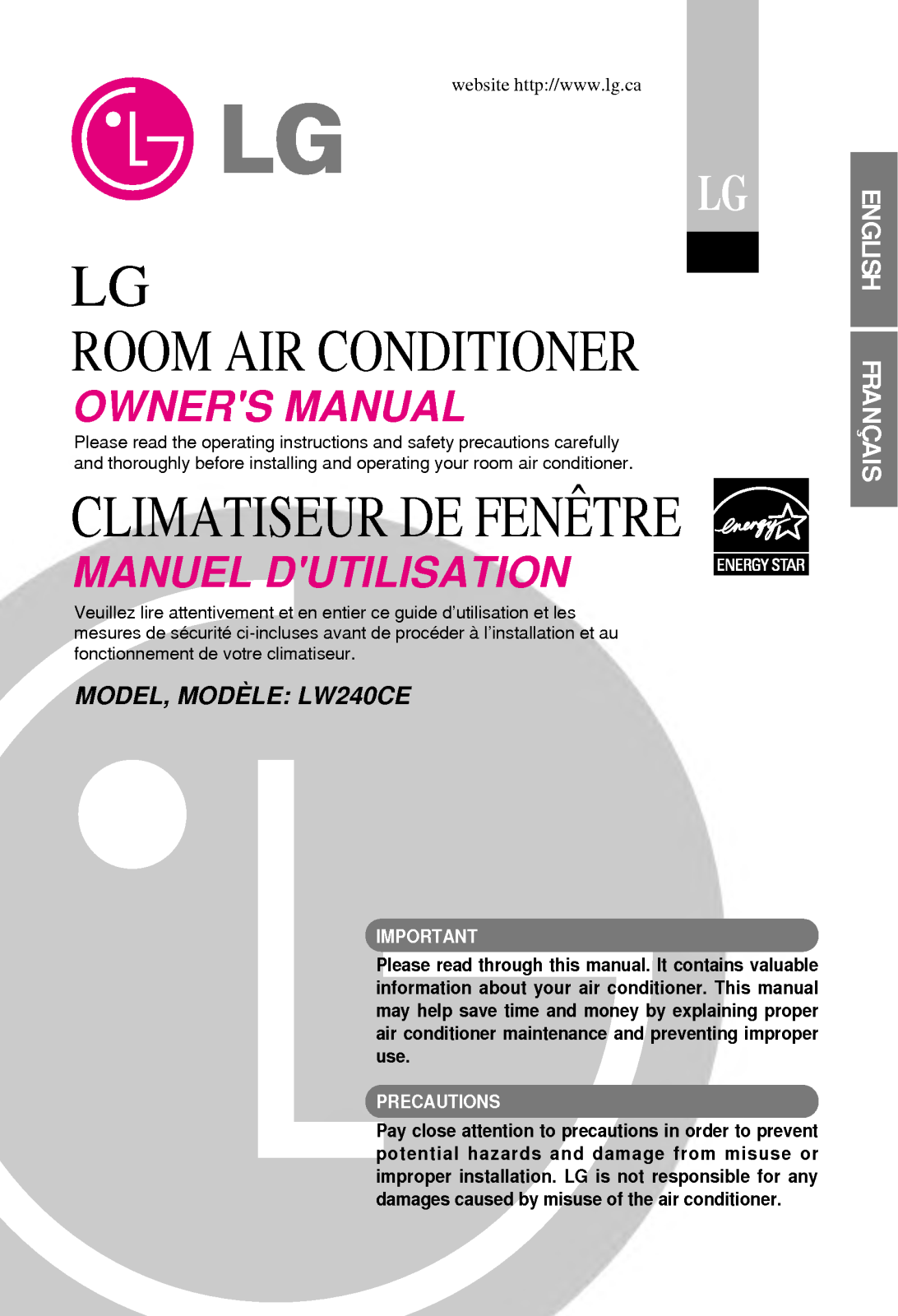 LG LW240CE User Manual