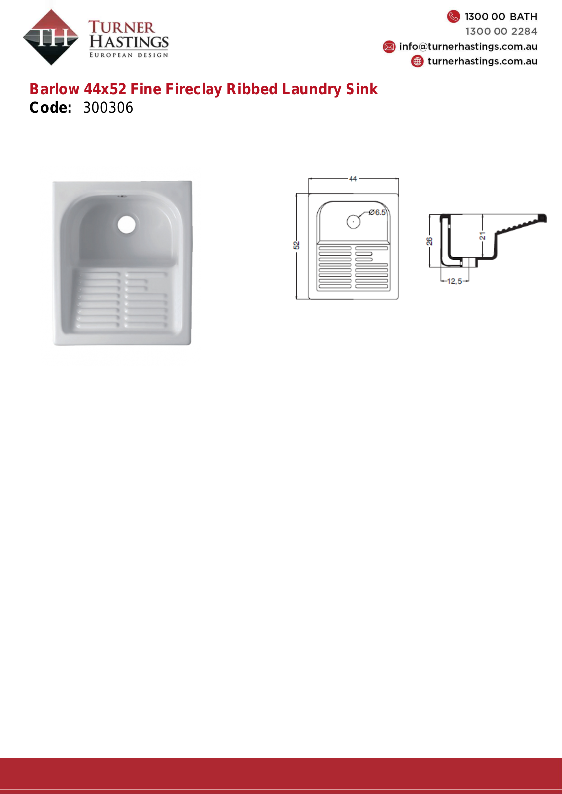 Turner Hastings 300306 Specifications Sheet