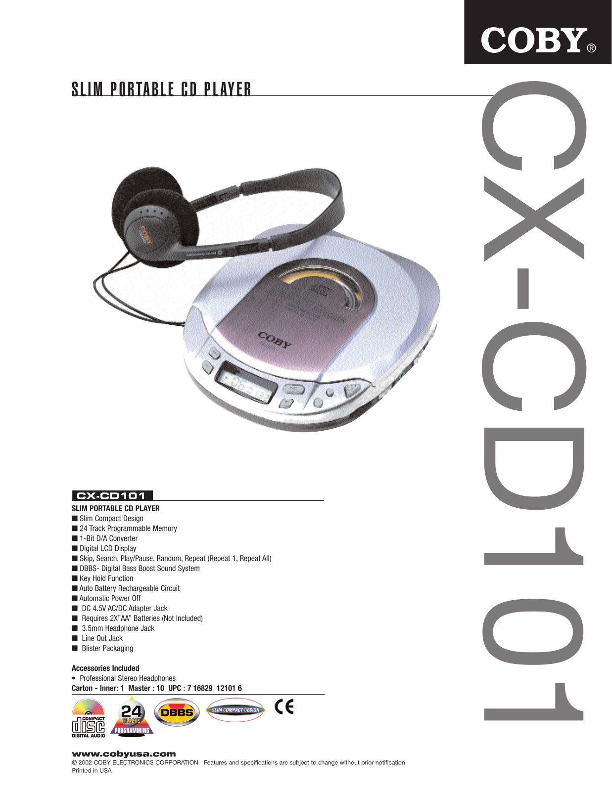 COBY electronic CXCD101 User Manual