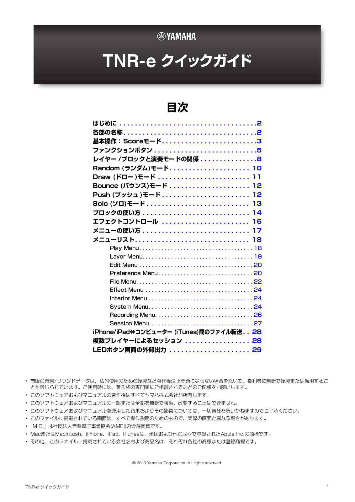 Yamaha TNR-E User Manual