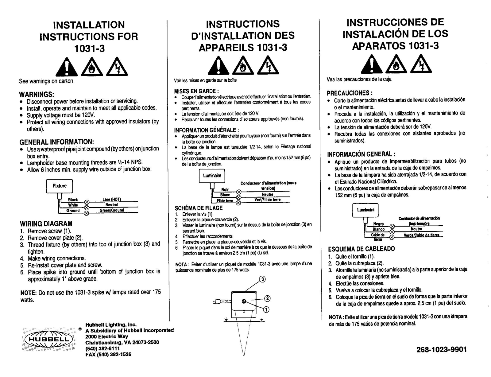 Hubbell Lighting 1031-3 User Manual