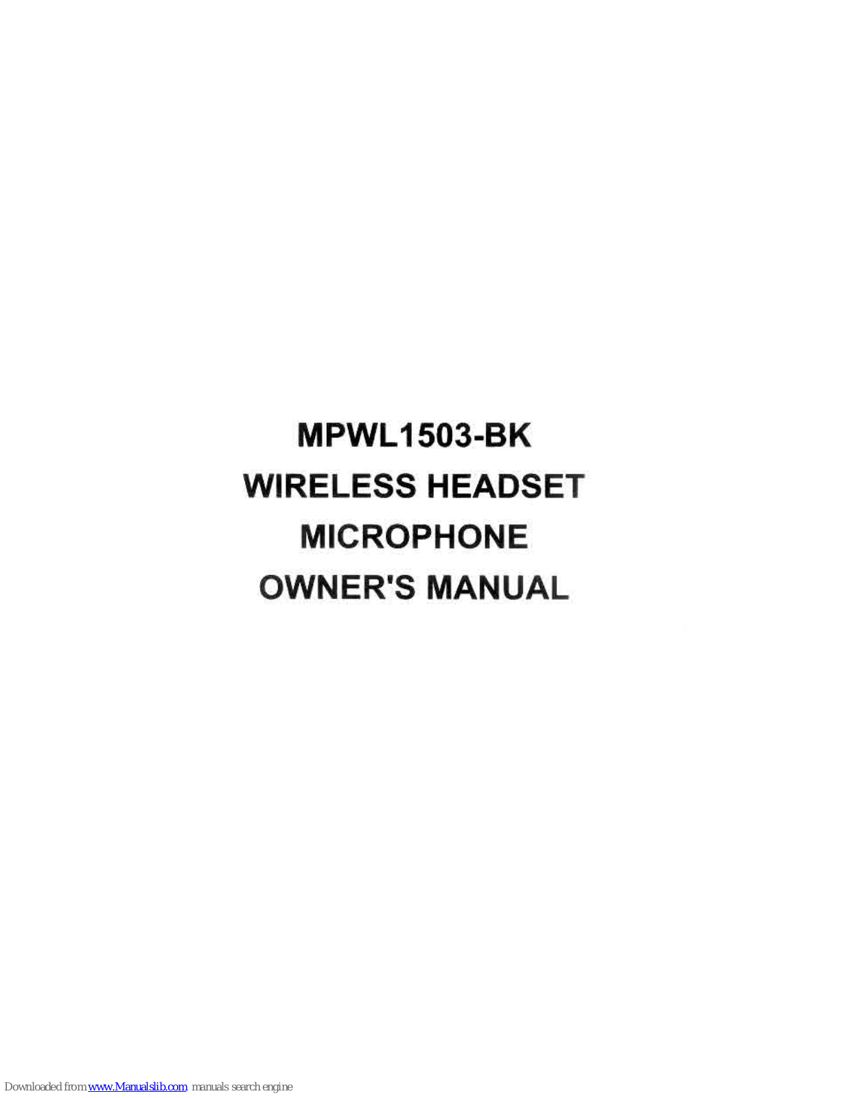 AXESS ELECTRONICS mpwl-1503-bk Owner's Manual