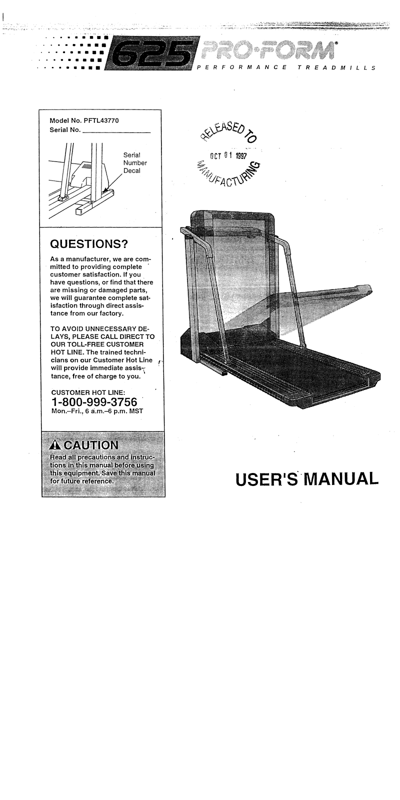 ProForm PFTL43770 User Manual