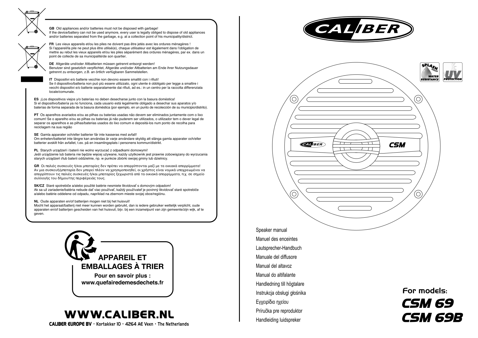 Caliber CSM 69B, CSM 69 User Manual