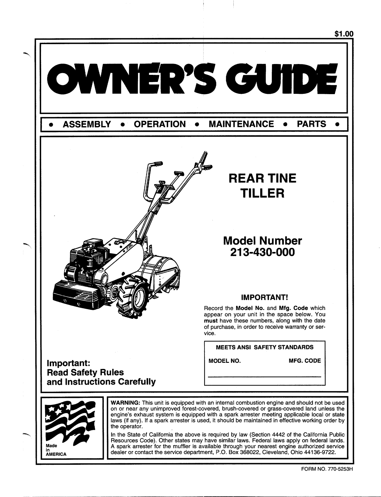 Electrolux 213-430-000 User Manual