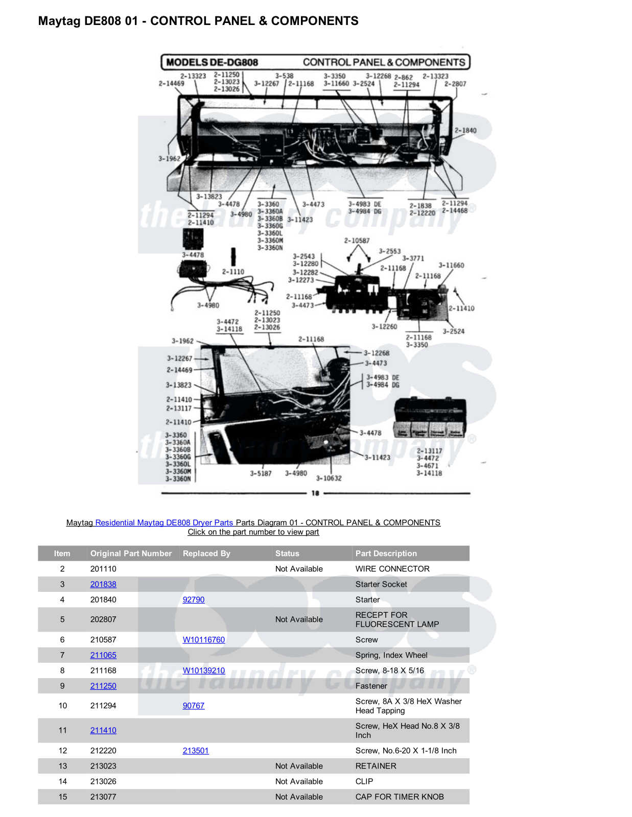 Maytag DE808 Parts Diagram