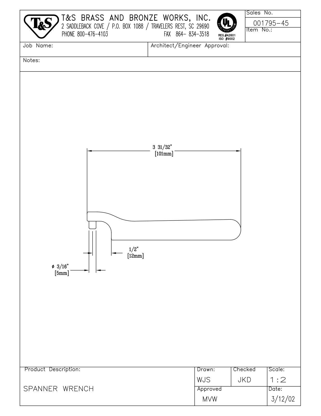 T&S Brass 001795-45 User Manual