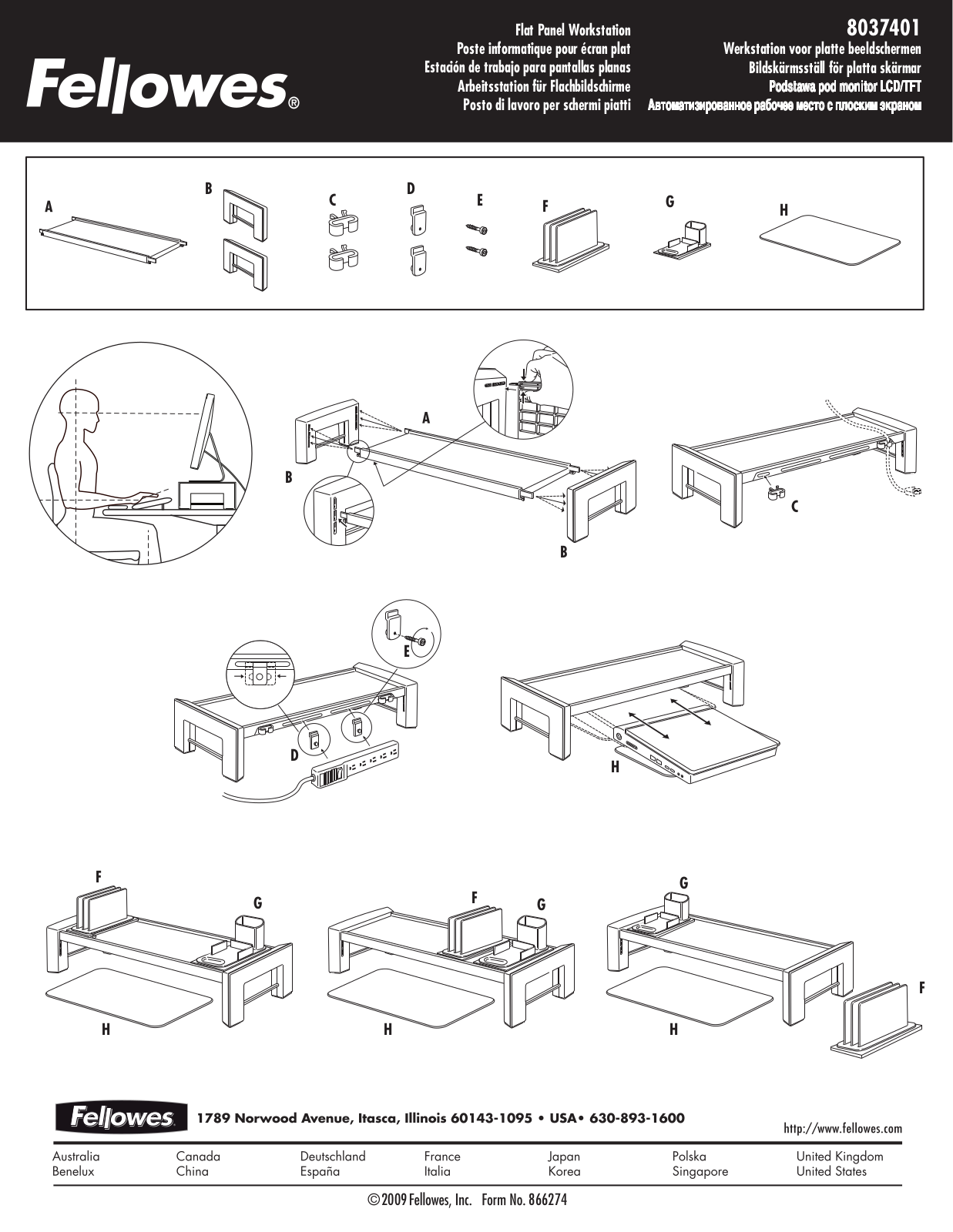 Fellowes Professional   Flat Panel Workstation User Manual