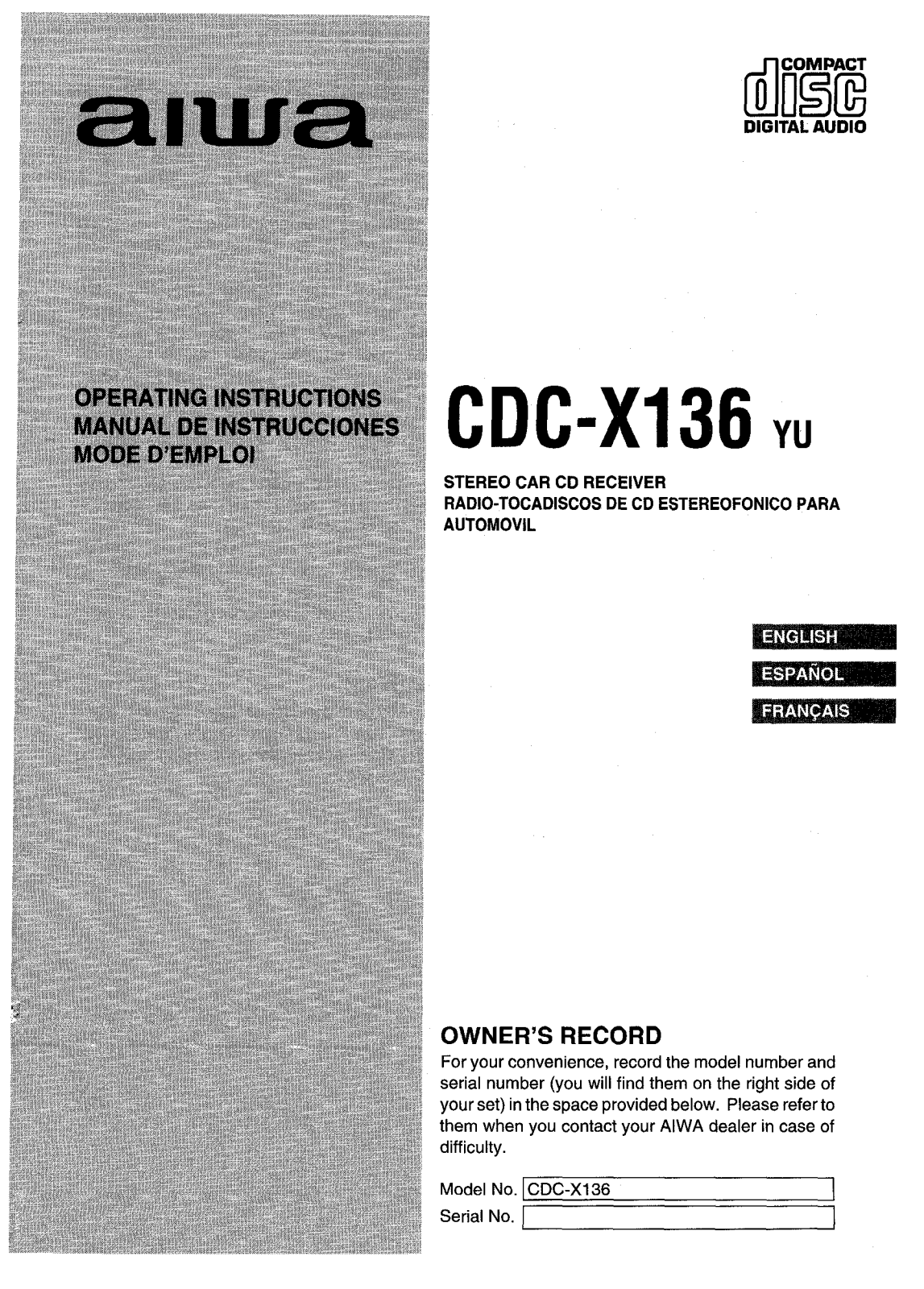 Sony CD-CX136 User Manual - ManualMachine.com