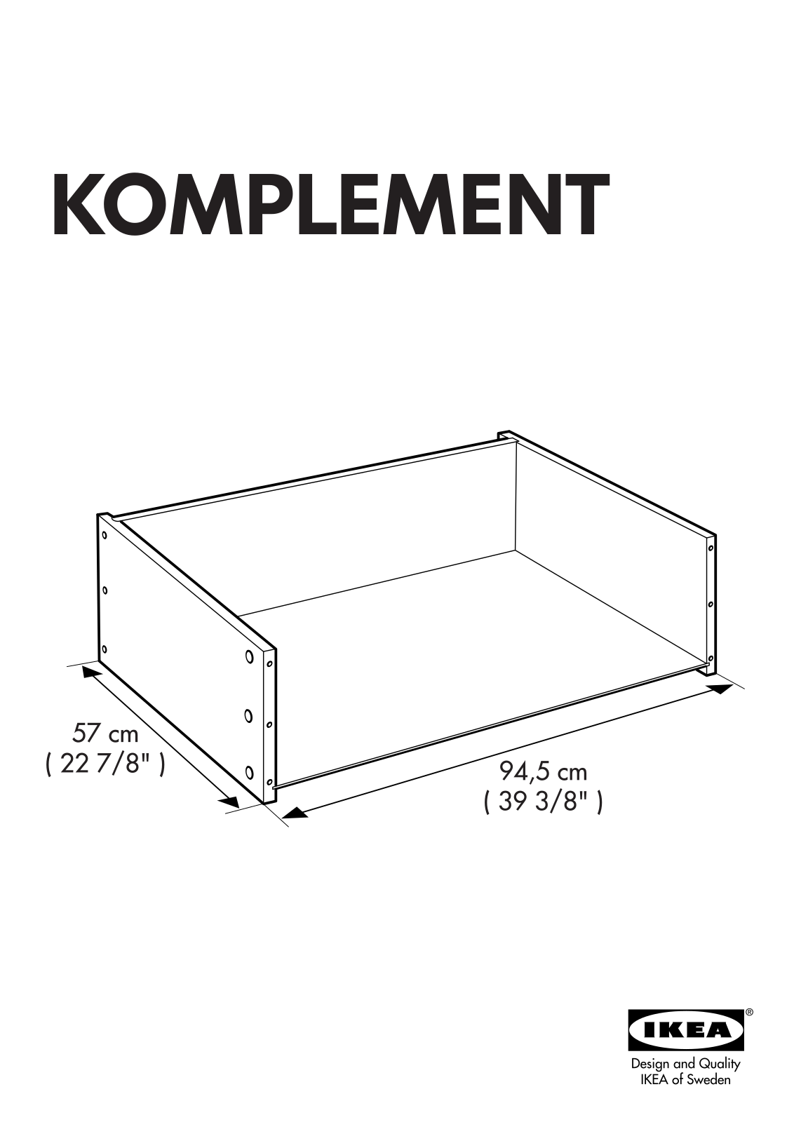 IKEA KOMPLEMENT DRAWER W-O FRONT 39X23X14 Assembly Instruction