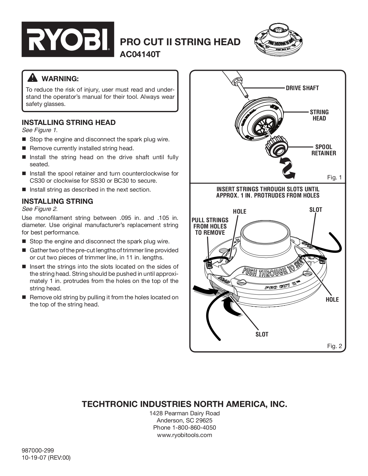 Ryobi AC04140T Owner's Manual