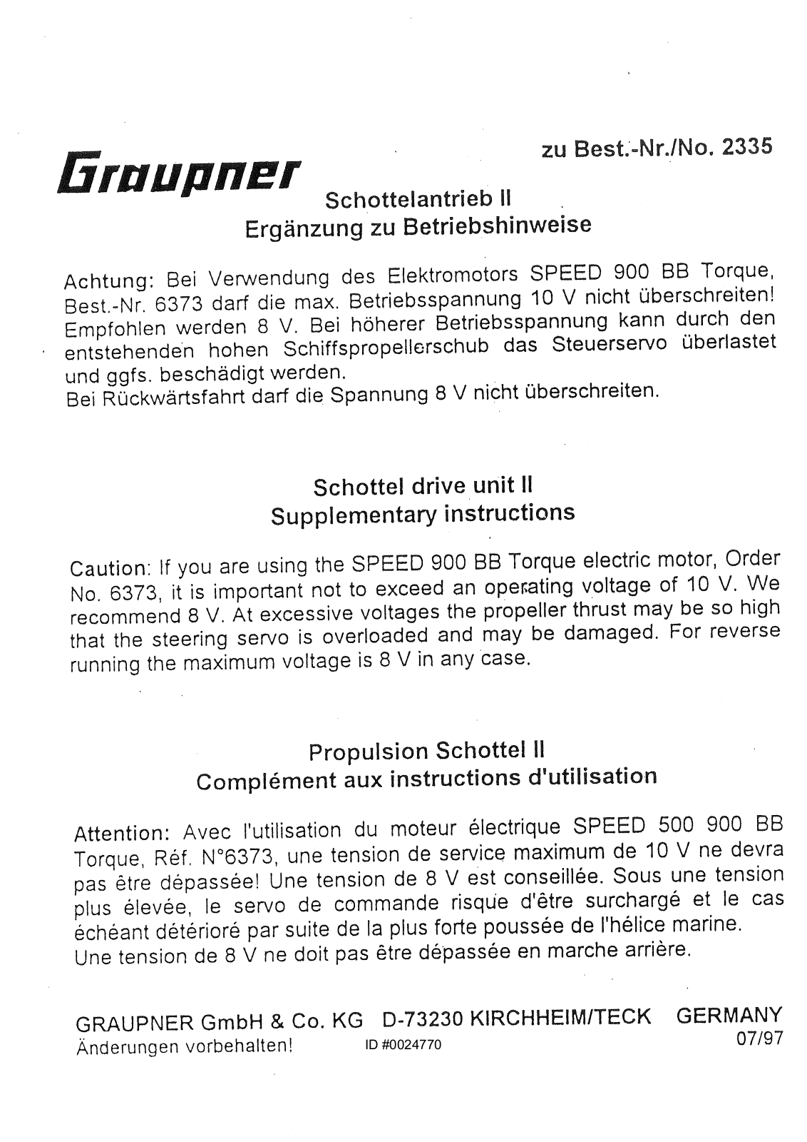 Graupner 2335 User Manual