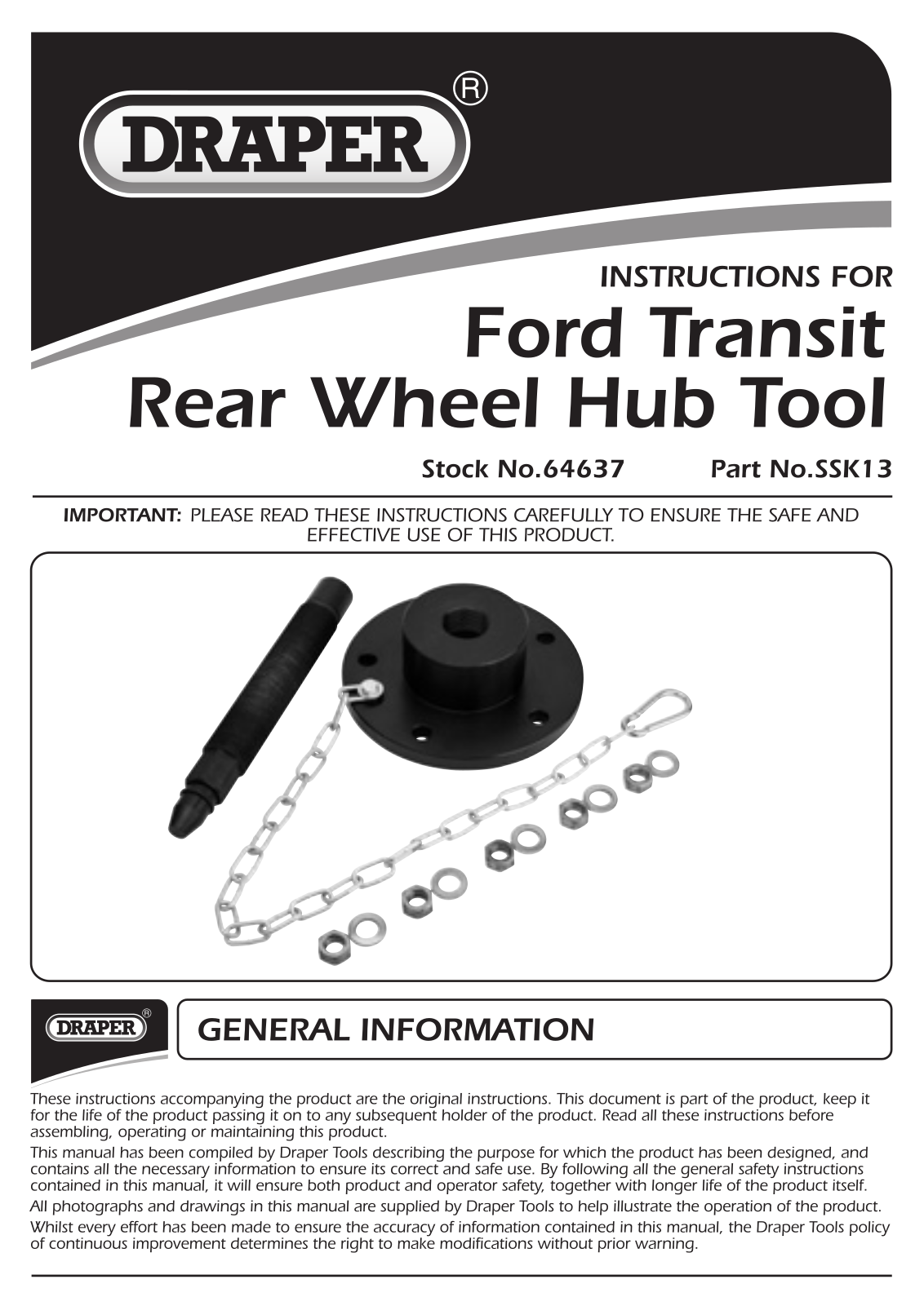 Draper 64637, SSK13 Instruction Booklet - ManualMachine.com