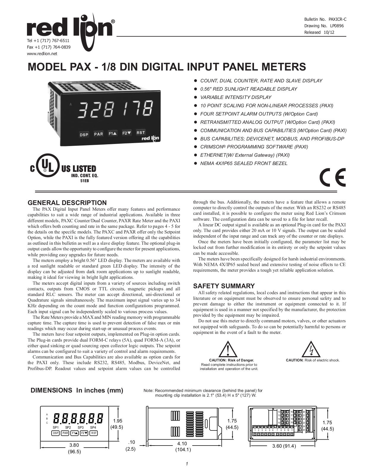 Red Lion PAXR User Manual