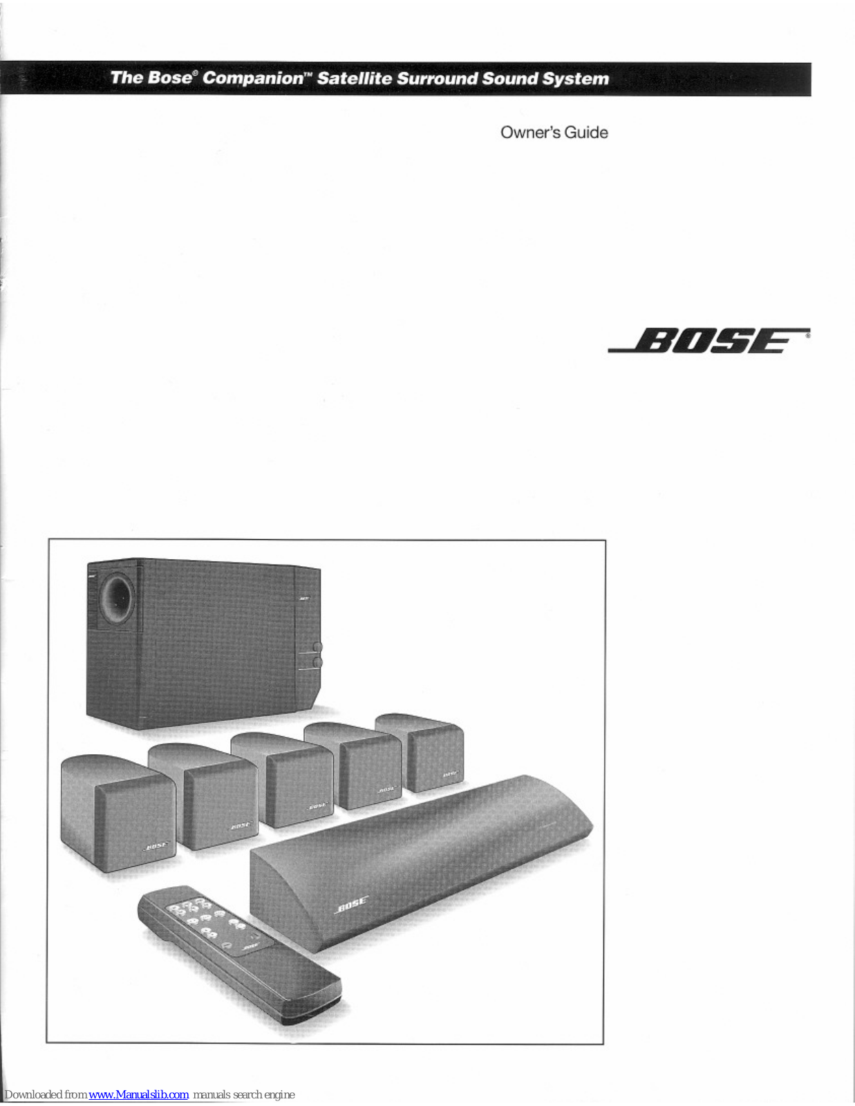 Bose Companion Satellite, Companion Surround Sound Owner's Manual