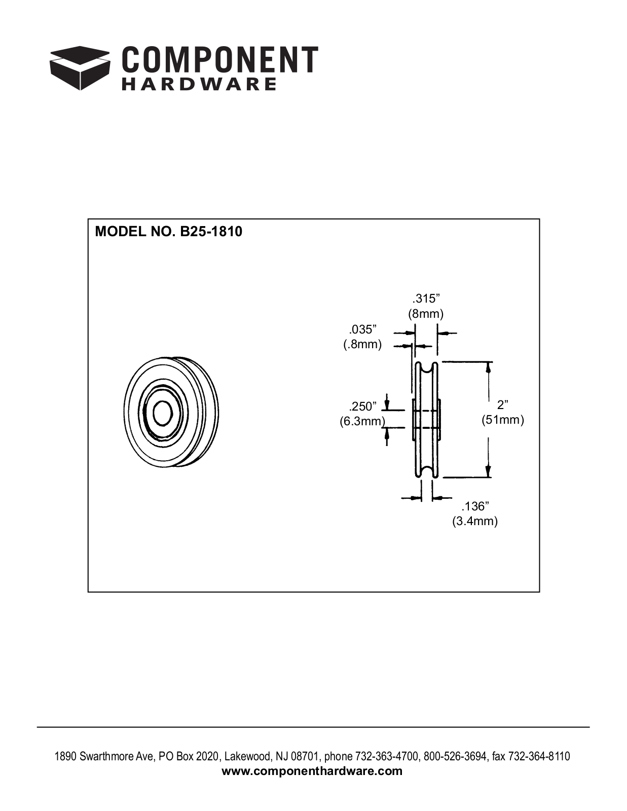 Component Hardware B25-1810 User Manual