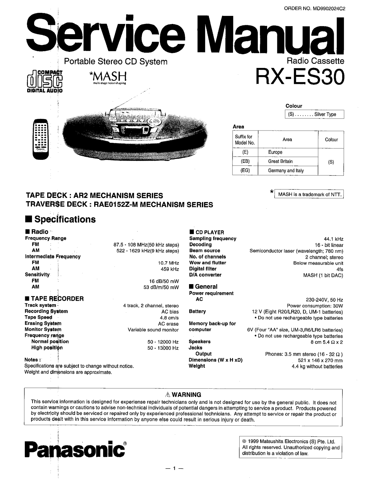 PANASONIC RX ES30 Service Manual