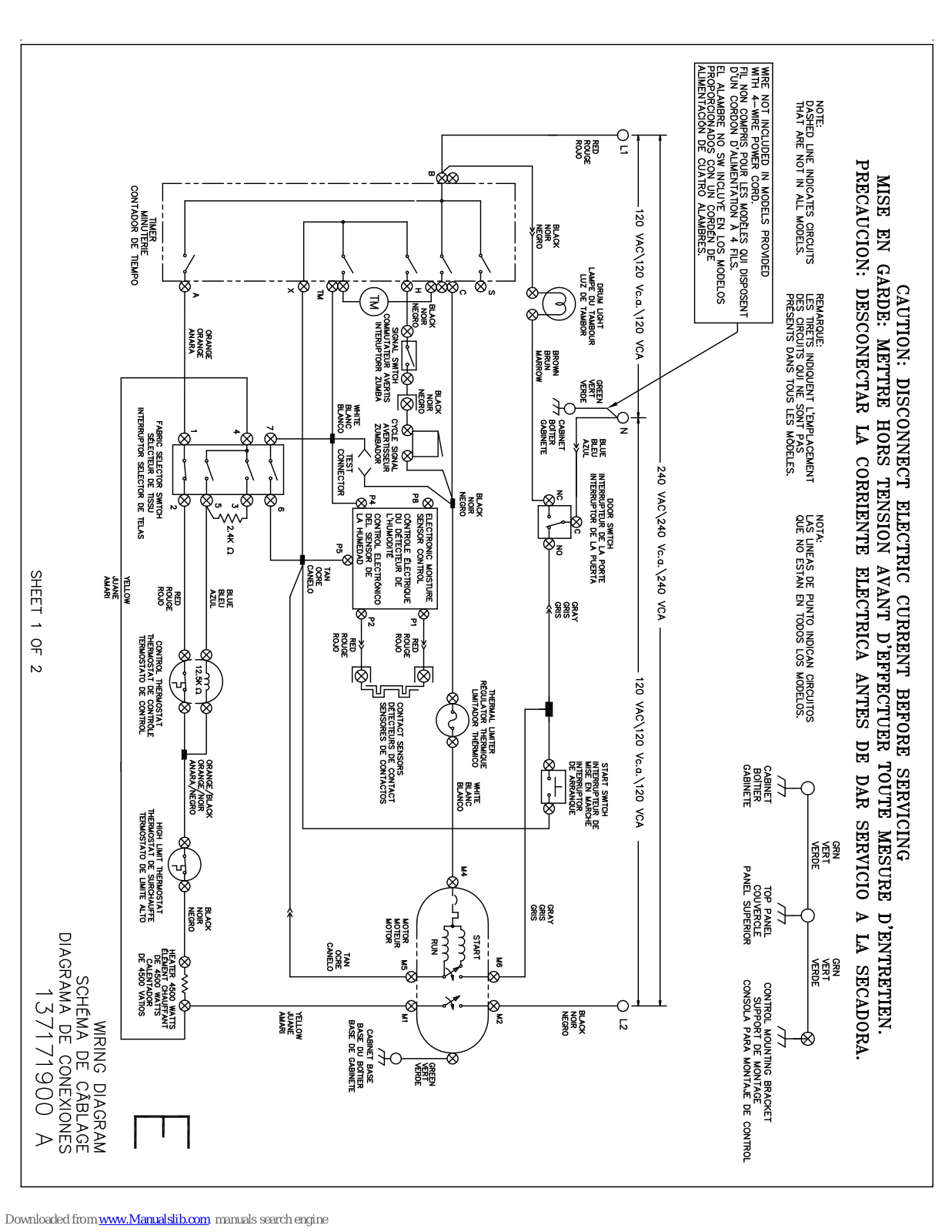 Frigidaire FRE5711KW Wiring Diagram