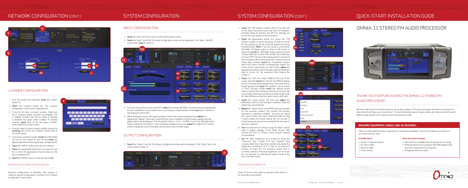 TLS Corporation OMNIA.11 Quick Start Installation Manual