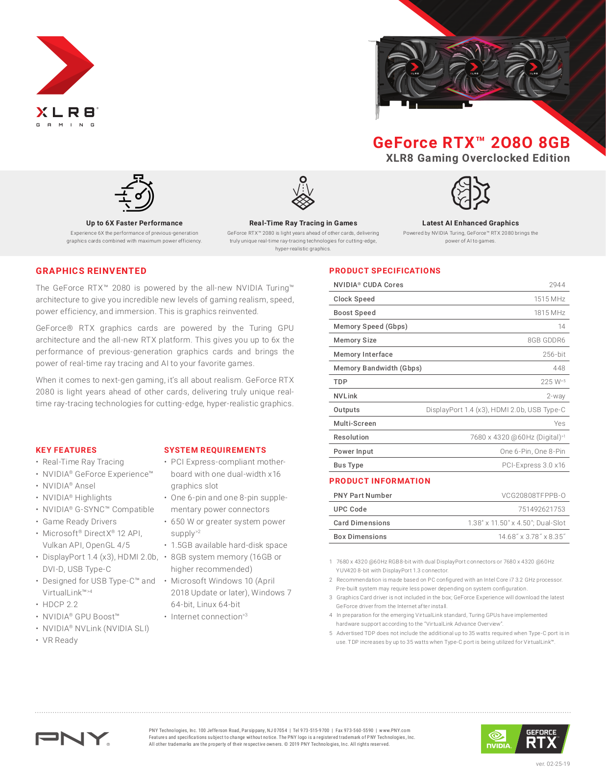 PNY VCG20808TFPPB-O Product Data Sheet