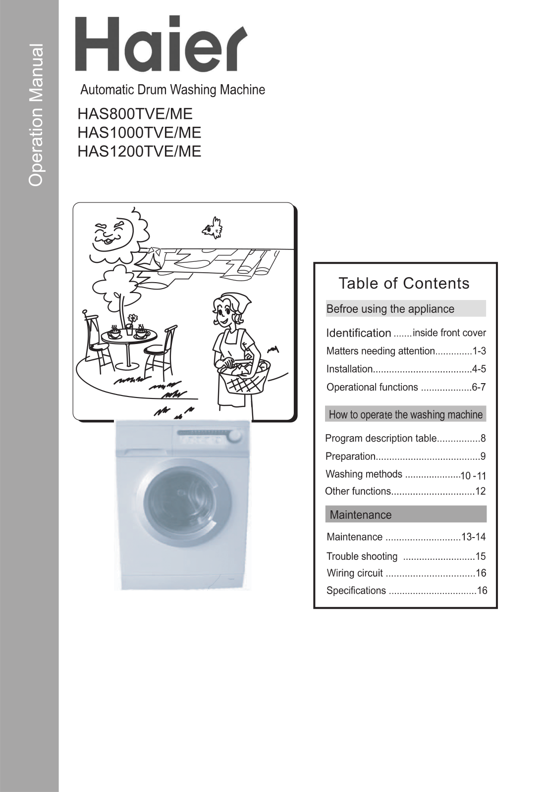 Haier HAS1000TVE, HAS1200TVE, HAS800TVE User Manual