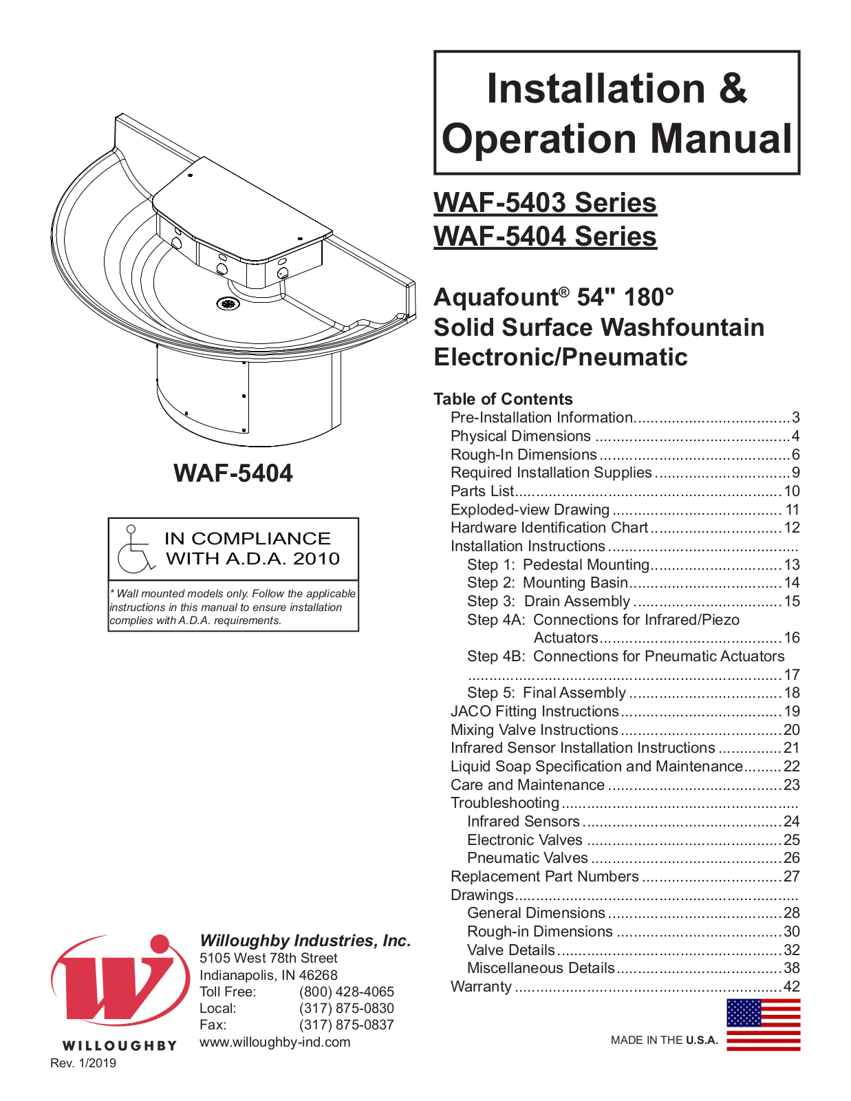 Willoughby WAF-5403, WAF-5404 Installation & Operation Manual