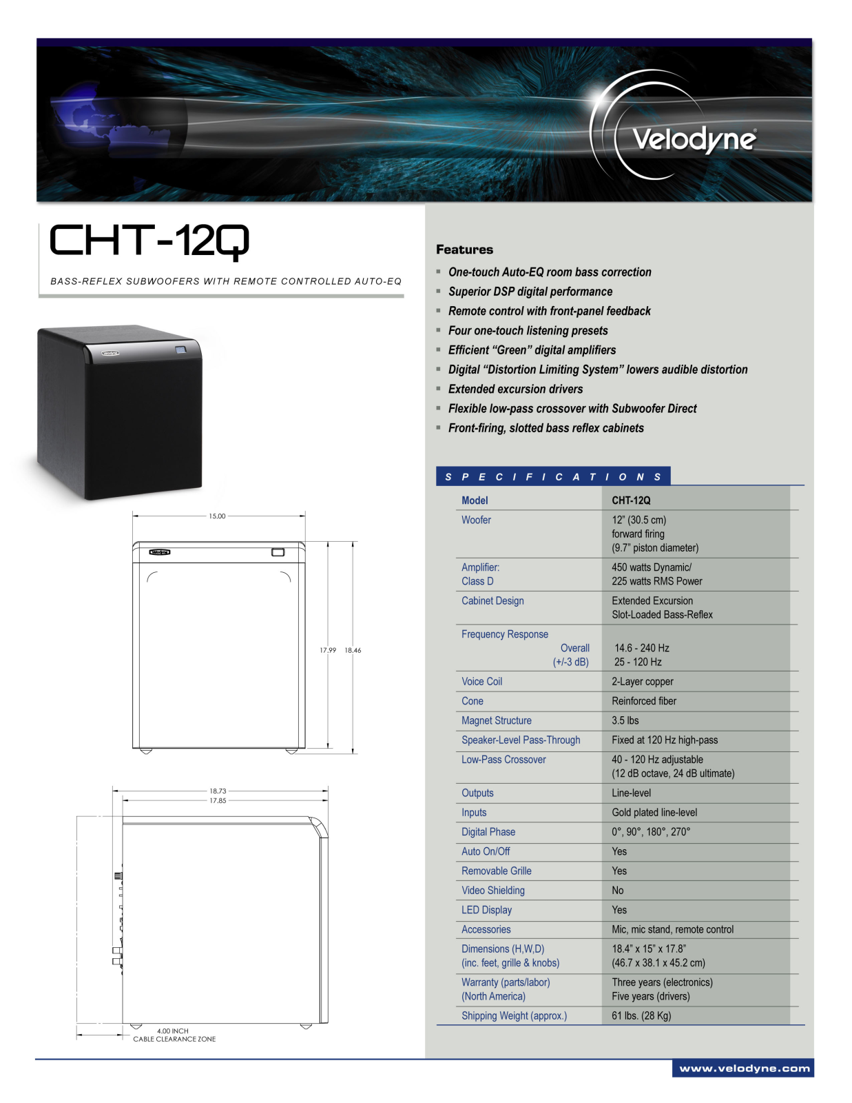 Velodyne CHT-12Q DATASHEET