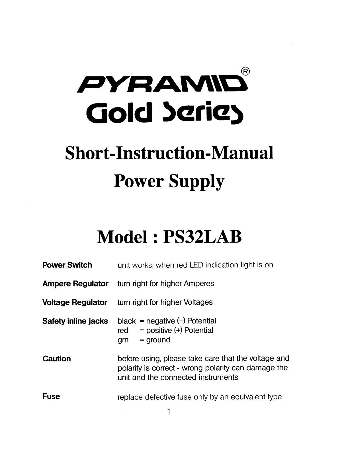 Pyramid Technologies PS32LAB User Manual