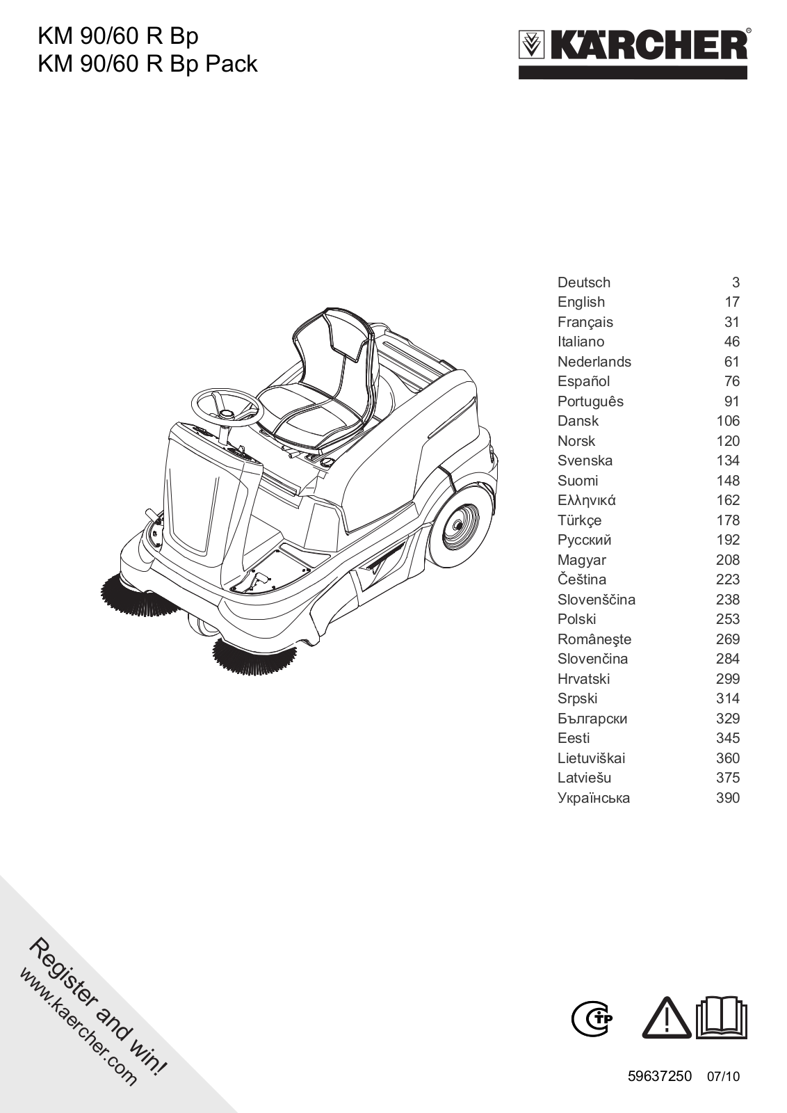 Karcher KM 90/60 R Bp Pack User Manual