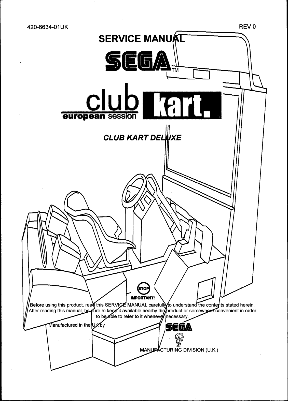 Sega CLUB KART DLX User Manual