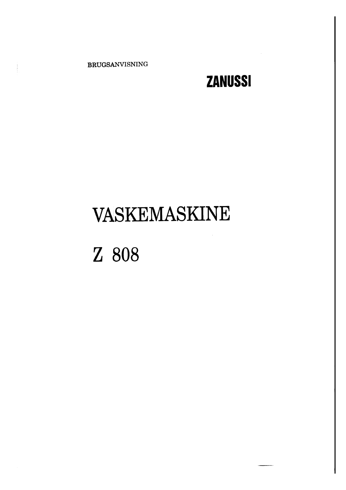 Zanussi Z808 User Manual