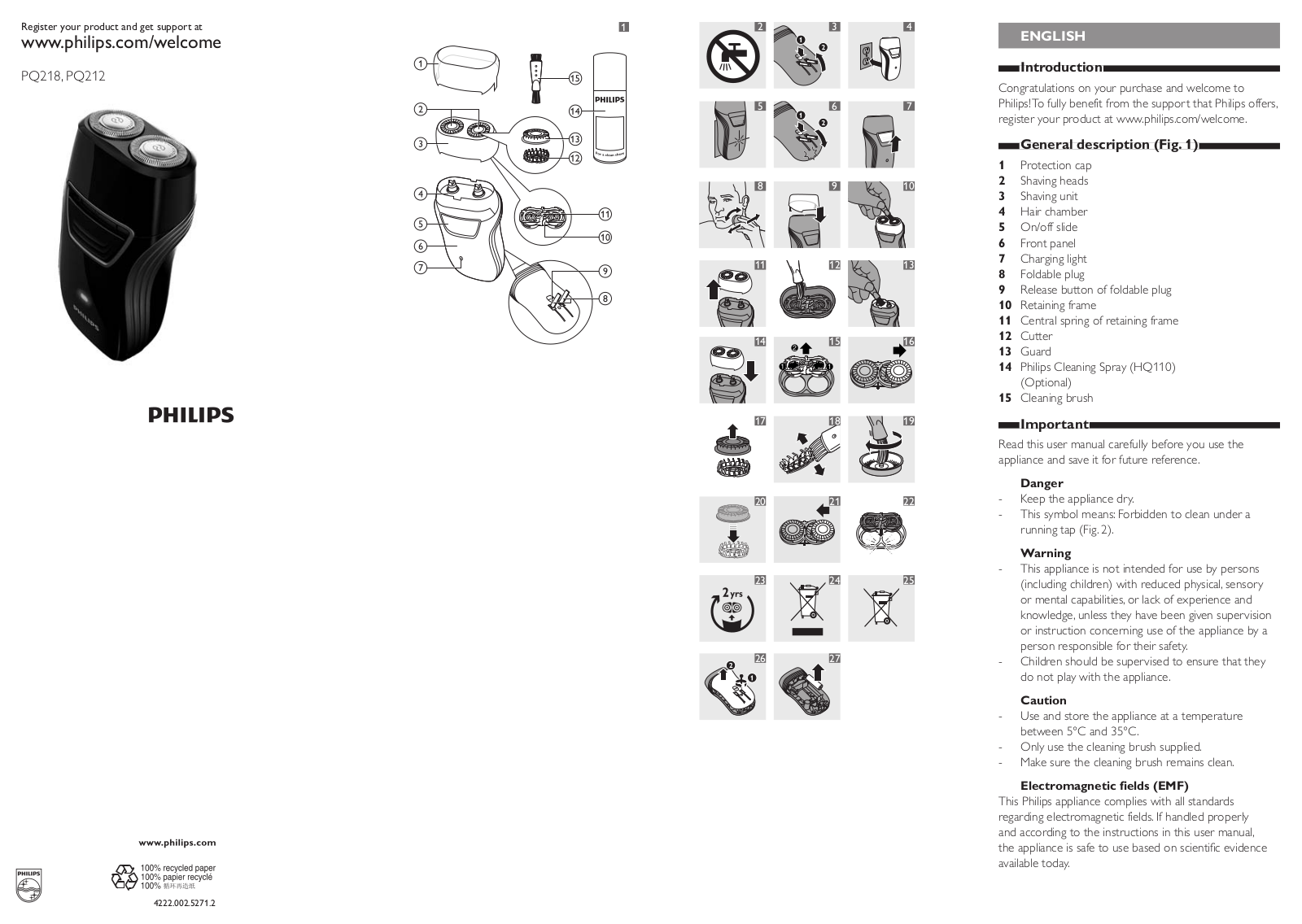 Philips PQ218, PQ212 Technical data