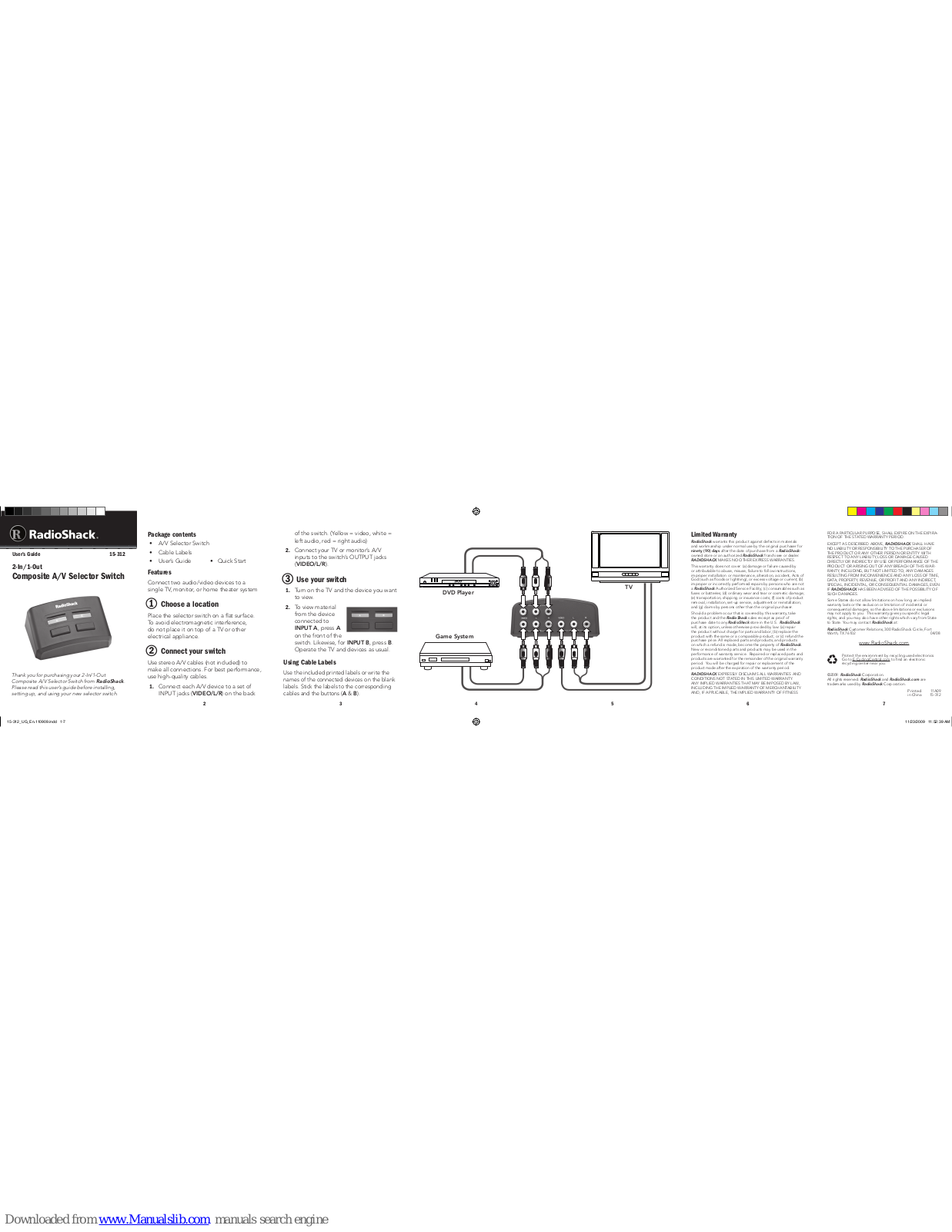 Radio Shack 15-312 User Manual