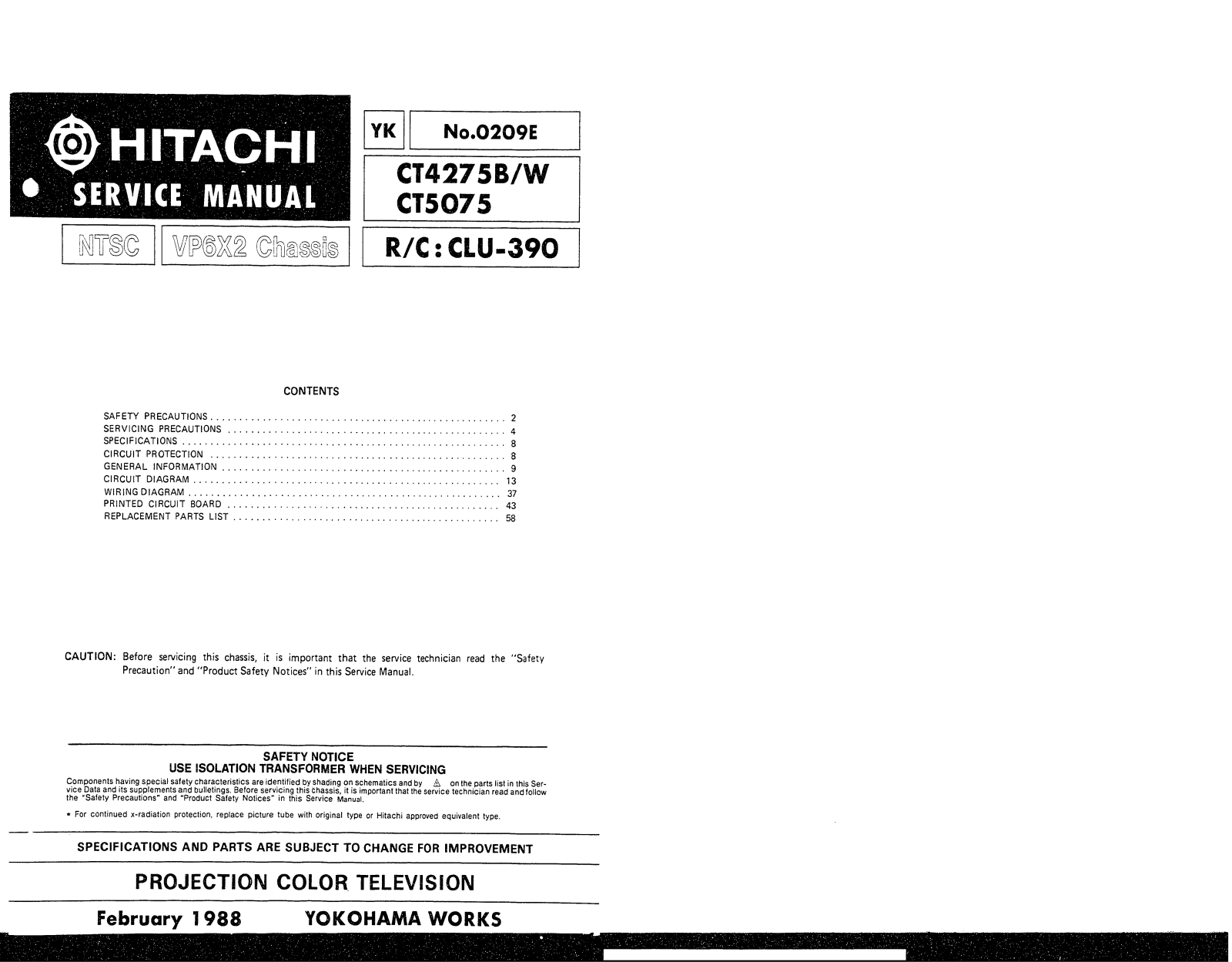 HITACHI CT4275B Diagram